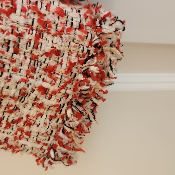 Ann Taylor Fring Tweed Jacket w/ Hook Close.. Red, black, and white tweed Size 2 - Picture 3 of 5